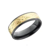 14K Inlay with Celtic Knot Wedding Ring in Black Zirconium — Unique Celtic Wedding Rings