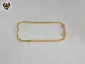 (1-0006) Gold Laminate - 4mm Double Curb Link Love Anklet - 10" - BGF