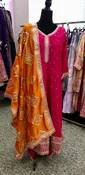 AFL2032-Anarkali kurta with pant and dupatta.