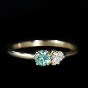 10K Yellow Gold 0.44 Carat Sapphire and Diamond Toi et Moi Ring