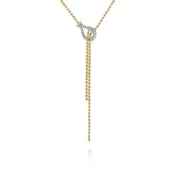 14KT Two-Tone Bujukan Diamond Buckle Y Necklace