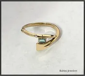 14Kt Gold Emerald and Diamond Oar Wrap Rowing Ring
