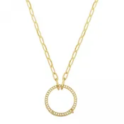 14k Yellow Gold Circle Special Clousure Diamond Necklace