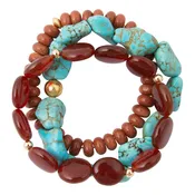Adobe Blue Turquoise and Orange Carnelian Bracelet Set