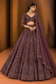 Deep Plum Embellished Reception Lehenga
