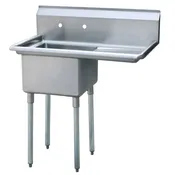 18x18 One Compartment Sink with Right Side Drain Board