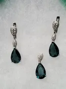 925 Sterling Silver Green Crystal Earrings