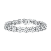 10 CT. T.W. Raised Round Floral Halo Diamond Tennis Bracelet