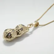 14kt Gold Full shell Peanut Necklace with Diamonds