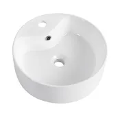 16-Inch Gloss White Ceramic Vessel Sink with Overflow