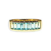 14K yellow gold Small Baguette Stacker band with blue zircon by Jane Taylor Jewelry — jane taylor jewelry