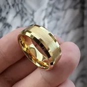 8 mm 18 Kt Gold Tungsten & Brushed Center “Yellow Gold – 8”
