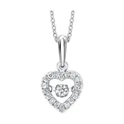 10kt White Gold Heart Shaped Rythem of Love Pendant With 19 Round Diam