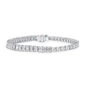 11.48ctw Half Emerald-Cut & Half Round Brilliant-Cut Diamond Tennis Bracelet in 18K White Gold