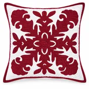 18" Hawaiian Quilt Pillow Slip - Burgundy on off white Crown Flower