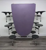 10ft Cafeteria Lunch Table w/ 12 Stool Seat, Purple Top, Black Seat, Oval, Adult Size (RF)