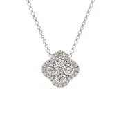 14K White Gold Clover-Style Diamond Necklace