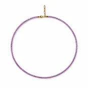 Amethyst Beads Strand  3-3.5mm Stainless Steel Necklace