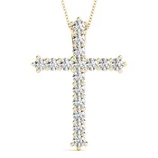 0.65ctw Lab Grown Diamond Cross Necklace in 14kt Yellow Gold