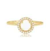0.38ct Australian Opal with Diamond Halo and 14k Yellow Gold Aldar Ring