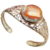Arizona Sunset Mexican Opal  handmade 14K Rose Gold over  .925 Sterling Silver Bracelet / Cuff
