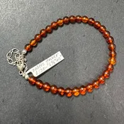 Amber Baltic Natural Gemstone Beads Sterling Silver Bracelet