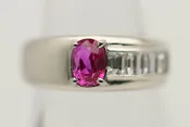 1.04ct Burmese Ruby Diamond Platinum Ring, GIA Certified