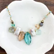 Aqua Marquee Mixed Shapes Katie Gem Necklace