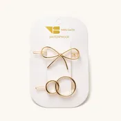 2 Pack Bow and Circle Barrettes