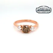 14KR 1.48CTW CHOCOLATE-WHITE DIAMOND THREE STONE RING