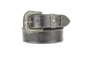American Bison Black Tooled Leather Floral Filigree Belt ABB 14-2630