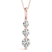 3 Stone Drop Pendant 2Ct