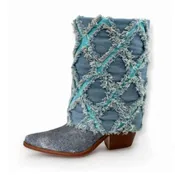 Gram Glam Blue and Turquoise Denim Boot