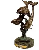 3 Dolphins Frolic Bronze Statue by Max Turner