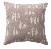 18x18 Taupe Trees Pillow w/ Kantha Stitch