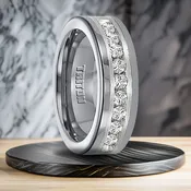 1 cwt Diamond Unique Mens Wedding Bands in Silver/Tungsten - A308FG