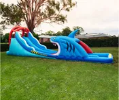 Happy Hop Shark Attack Double Slide Inflatable Water Slide