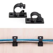 Adhesive Cable Clip Wire Clamp with Mount Screw Cord Holder (10 pack)
