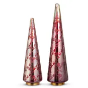 17.25" Red Floral Etched Trees