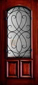 6' 8" 2/3 Arch Lite With Iron Grill Decorative Glass Mahogany Wood Front Door - PD 3068-23A WHIT