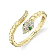 0.07CT DIAMOND & 0.02CT GREEN GARNET SNAKE