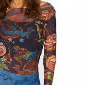 AMB DESIGNS Dragon Rose NudiTee Sheer Top