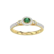 0.33ct Round/Oval Emerald diamond 14k Ladies Fashion Ring  0.15CT Center stone Oval Emerald Diamond)