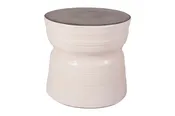 Ancaris Ring Accent Table – Metallic Semi-Gloss Top  |  Linen Semi-Gloss Sides