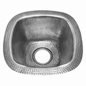 15" x 15" x 7-1/2" Hand-Hammered Copper Undermount Large Square Pewter Bar/Prep Sink