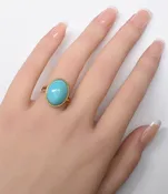 14K Blue Green Hues Sleeping Beauty Turquoise Ring 3.90g Size 6.75 RG0288