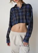 RCYCLD Cropped Flannel Shirt