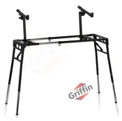 2 Tier DJ Coffin Workstation Stand by Griffin – Double Table Top Keyboard and Laptop Holder