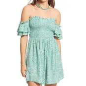 Allover Print Off the Should Ruffle Sleeve Dress