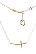 14K Yellow Gold Curved Sideways Cross Necklace SKU: 57201